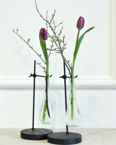 Flower arrangement for colleagues, with purple tulip in vase – 2 pieces