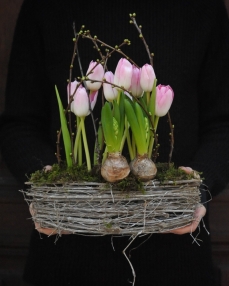 Arrangement Field with pink tulips