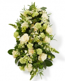 Funeral arrangement with roses and santini