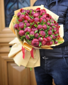 Buchet 51 bujori rosii 