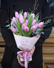 Bouquet 15 pink tulips