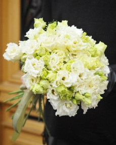 Valentine Bouquet with 19 white lisianthus and hoya