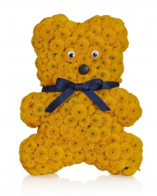 Aranjament floral Ursulet din santini galben
