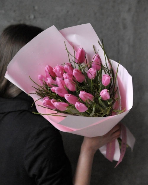 Buchet 21 lalele roz