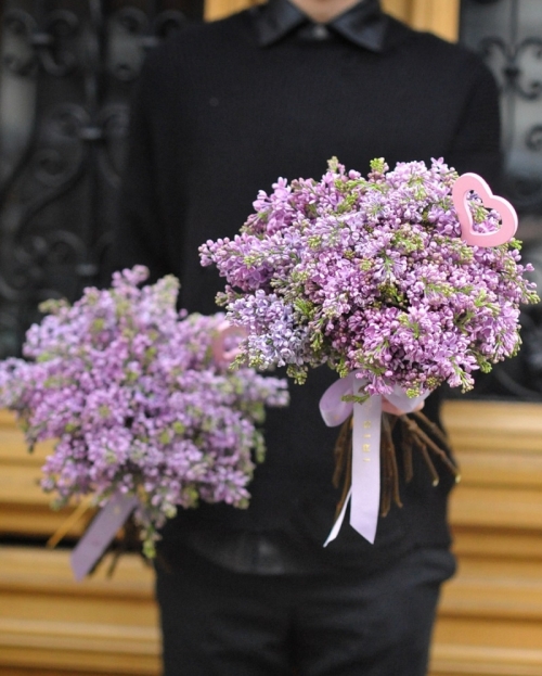 Buchet cu 13 liliac lila